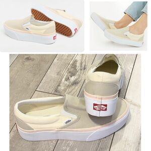 NEW Vans Classic Slip-On Stackform Shoes Platform Tan Size Women’s 9.5 mens 8